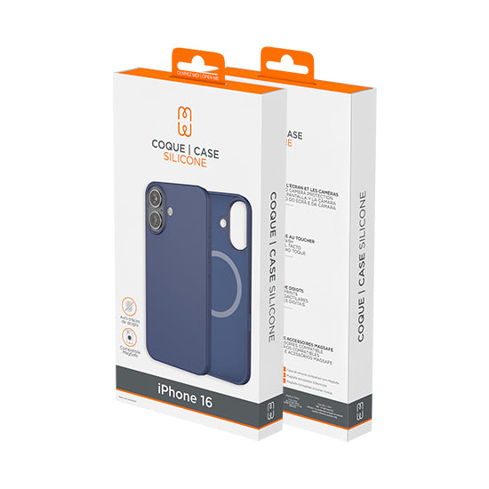 Coque silicone MagSafe iPhone 16 Bleu
