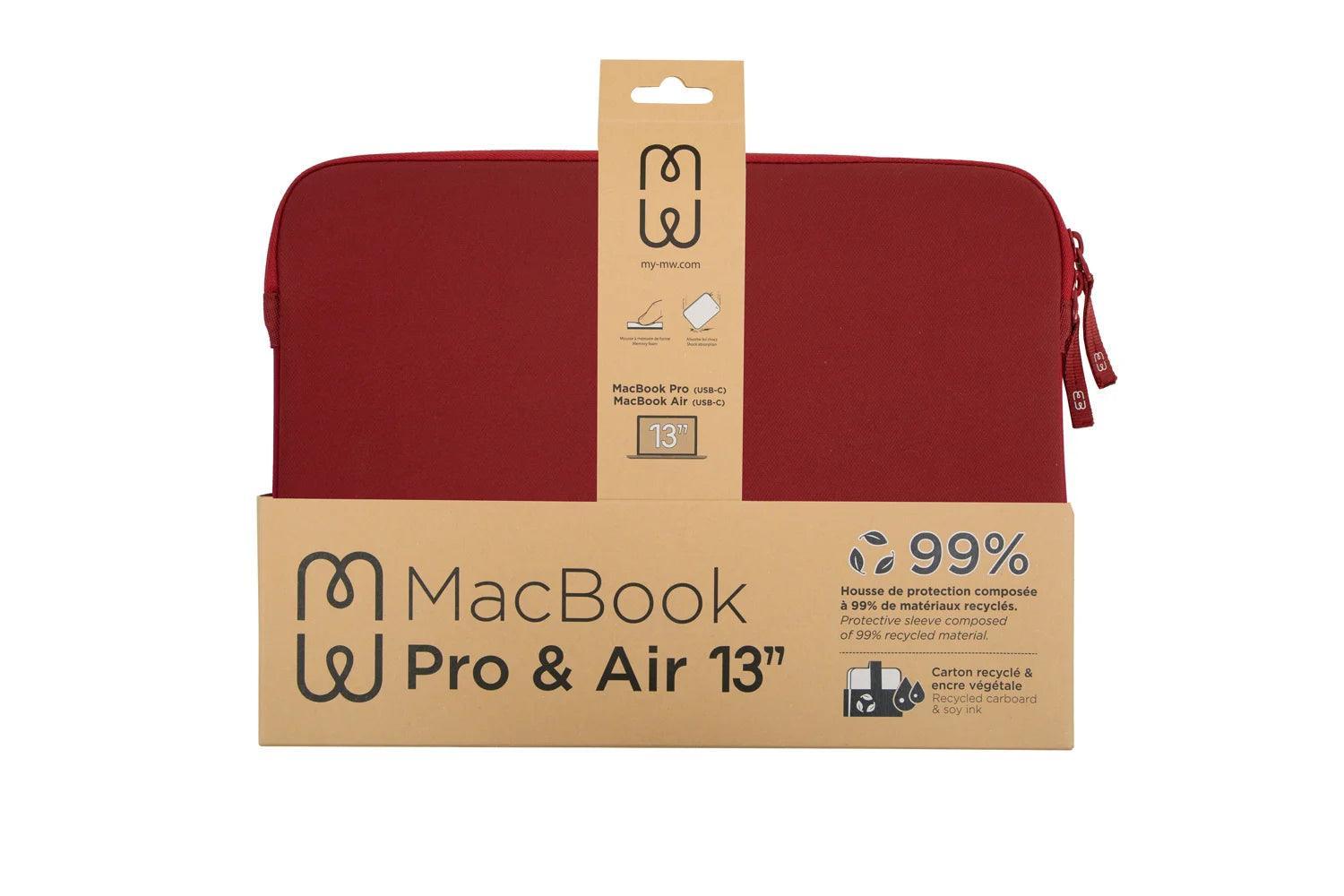 Housse MacBook Recyclee Rouge - packaging