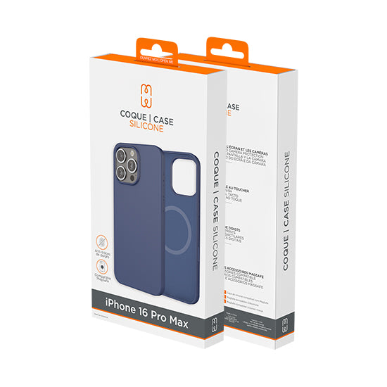 Coque silicone MagSafe iPhone 16 Pro Max Bleu