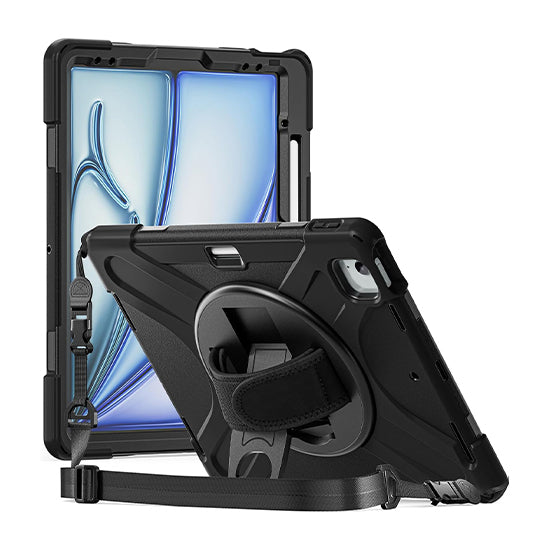Coque Securit Rotative iPad Air 13 (M2/M3/M4) Noir Polybag